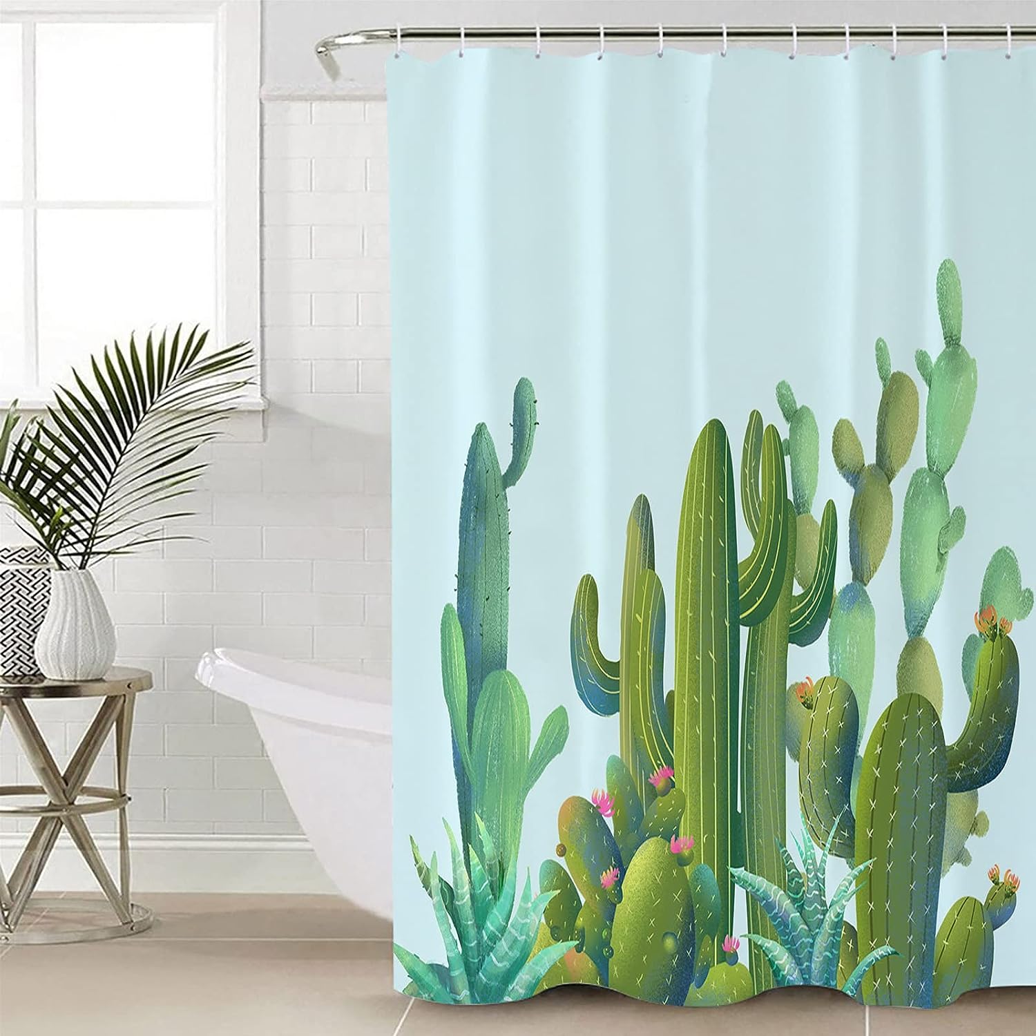 Tropical Plants Cactus Succulents Shower Curtain - Home Decor Bathroom Curtain