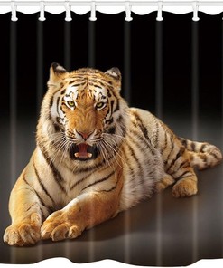Tropical Safari Tiger Shower Curtain - Wild Animal Bathroom Decor