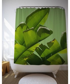 Tropical Shower Art with Green and Lush Banana Leaf Curtain - Perfect for Home Decor