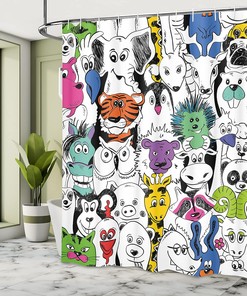 Tropical Zoo Animals Psychedelic Shower Curtain Bathroom Decor