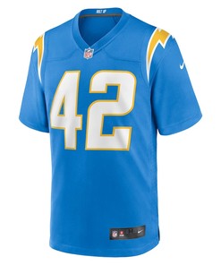 Troy Reeder 42 Los Angeles Chargers Game Jersey - Powder Blue