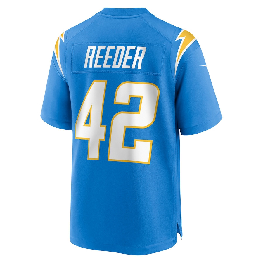 Troy Reeder 42 Los Angeles Chargers Game Jersey - Powder Blue