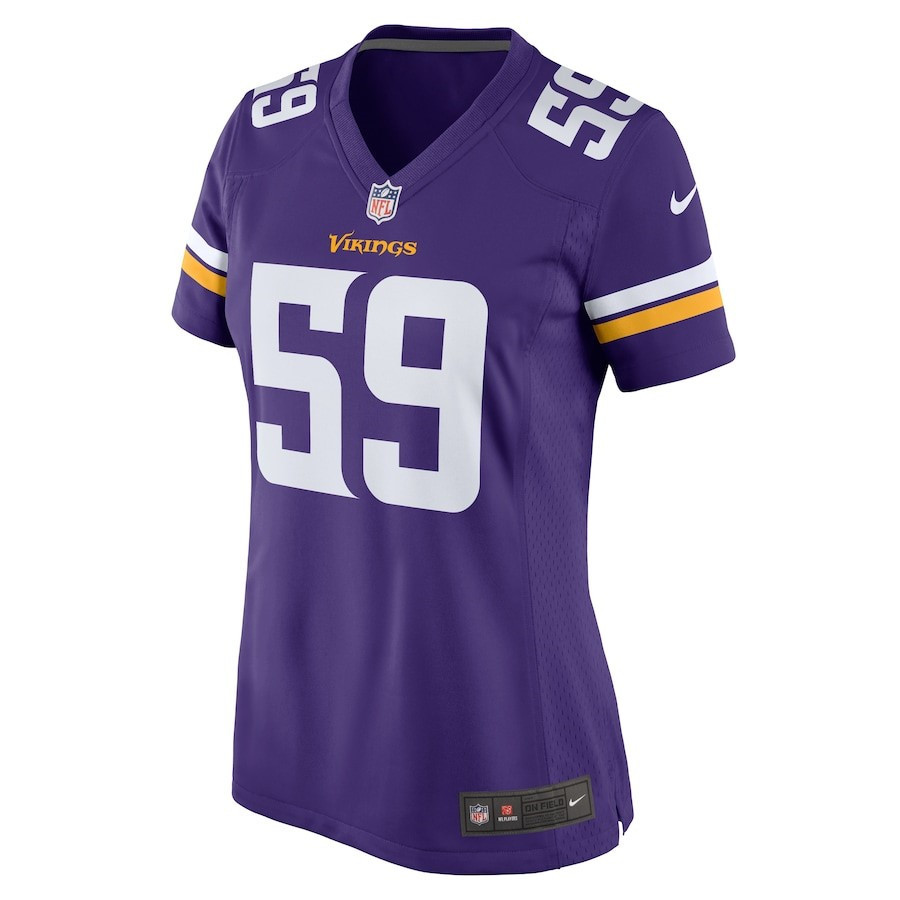 Troy Reeder 59 Minnesota Vikings Women's Game Jersey - Purple