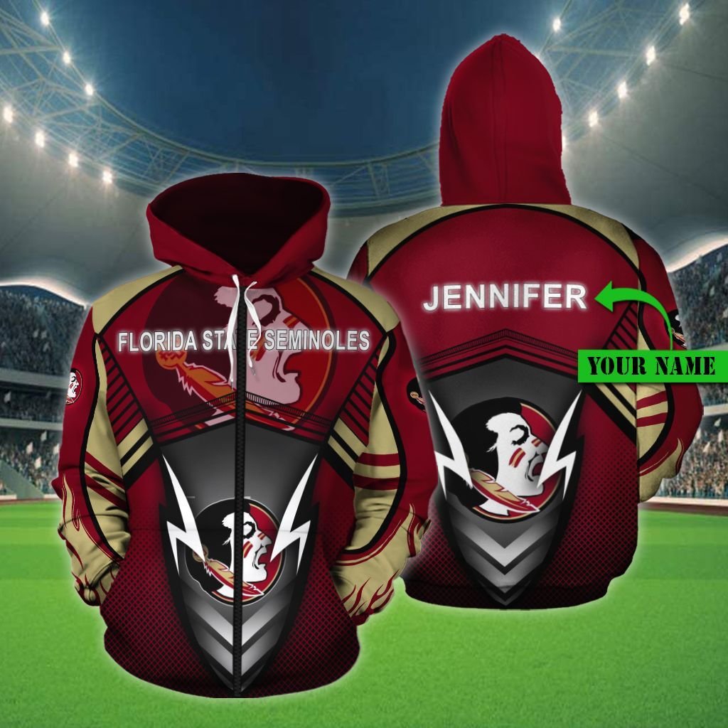 Tt19 Florida State Seminoles Personalized 3D All Over Print Zip Hoodie Gifts for NCAA Fans
