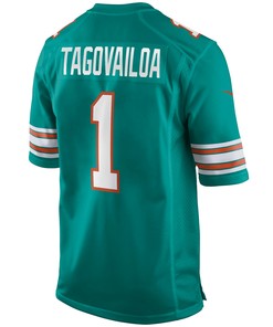 Tua Tagovailoa 1 Miami Dolphins Alternate Game Jersey - Aqua Jersey