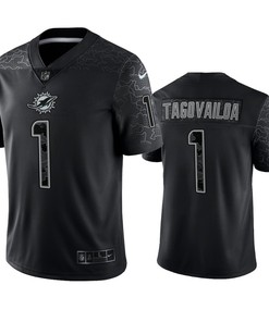 Tua Tagovailoa 1 Miami Dolphins Black Reflective Limited Jersey - Men