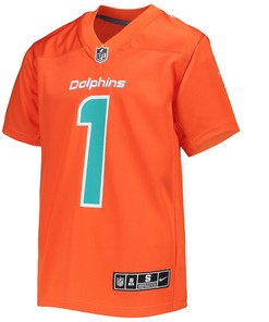 Tua Tagovailoa 1 Miami Dolphins Youth Inverted Team Game Jersey - Orange