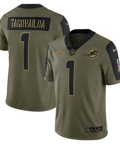 Tua Tagovailoa Miami Dolphins 2021 Salute To Service Limited Player Jersey - Olive Nfl