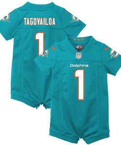 Tua Tagovailoa Miami Dolphins Newborn & Infant Game Romper Jersey - Aqua Nfl