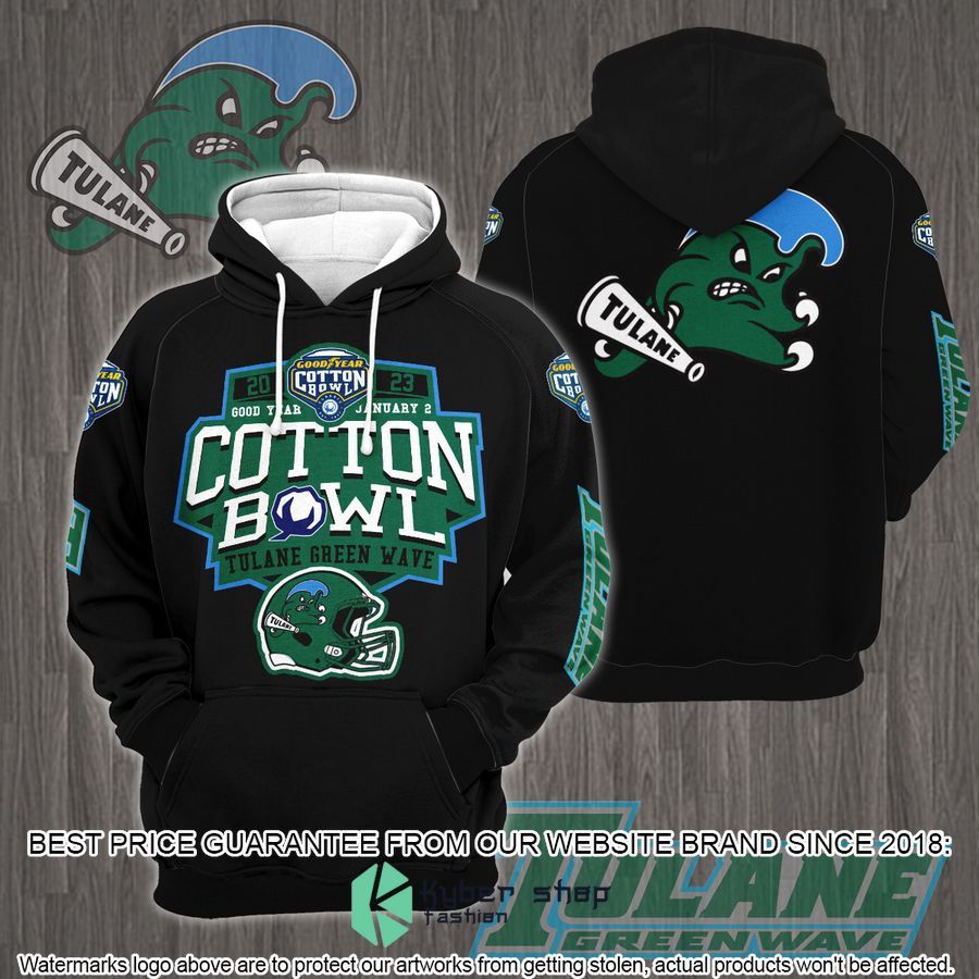 Tulane Green Wave Cotton Bowl Champions 2023 Black 3D Hoodie