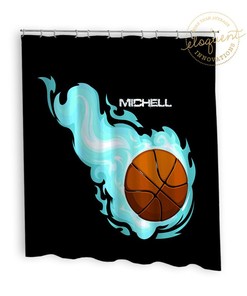 Turquoise Flames Basketball Shower Curtain - Add a Touch of Color to Your Bathroom Decor