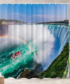 Turquoise Natural Waterfall Shower Curtain | Home Decor Bathroom Curtain