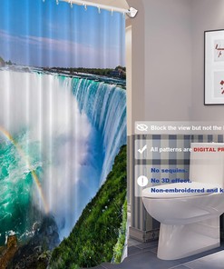 Turquoise Natural Waterfall Shower Curtain | Home Decor Bathroom Curtain