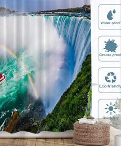 Turquoise Natural Waterfall Shower Curtain | Home Decor Bathroom Curtain