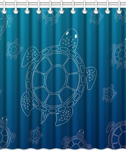 Turtle Abstract Sea Shower Curtain Bathroom Decor 