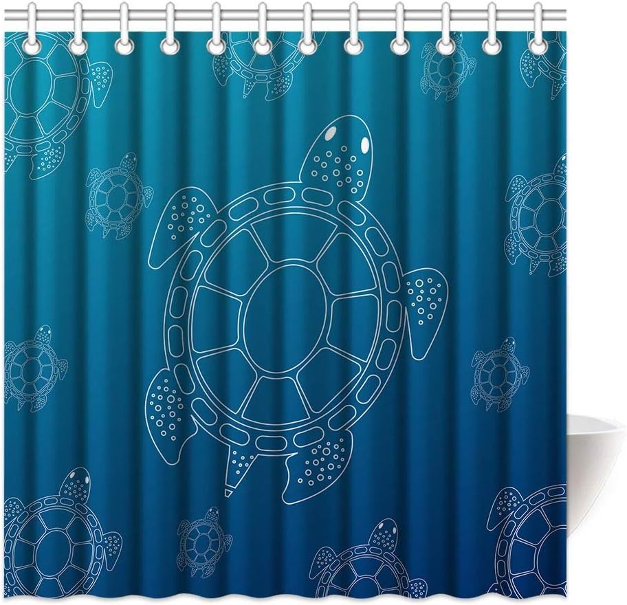 Turtle Abstract Sea Shower Curtain Bathroom Decor