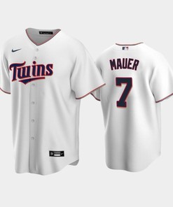 Twins 7 Joe Mauer Home White Jersey