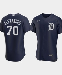 Tyler Alexander 70 Detroit Tigers Team Logo Navy Alternate Jersey