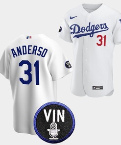 Tyler Anderson Honor Vin Scully Los Angeles Dodgers White 31 Jersey