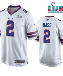 Tyler Bass 2 Buffalo Bills Super Bowl LVII Away Player Men Jersey - White Jersey