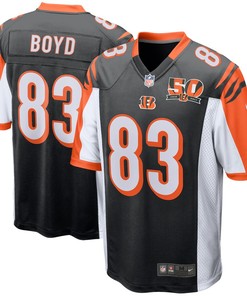 Tyler Boyd Cincinnati Bengals Nike 50th Anniversary Patch Game Jersey - Black