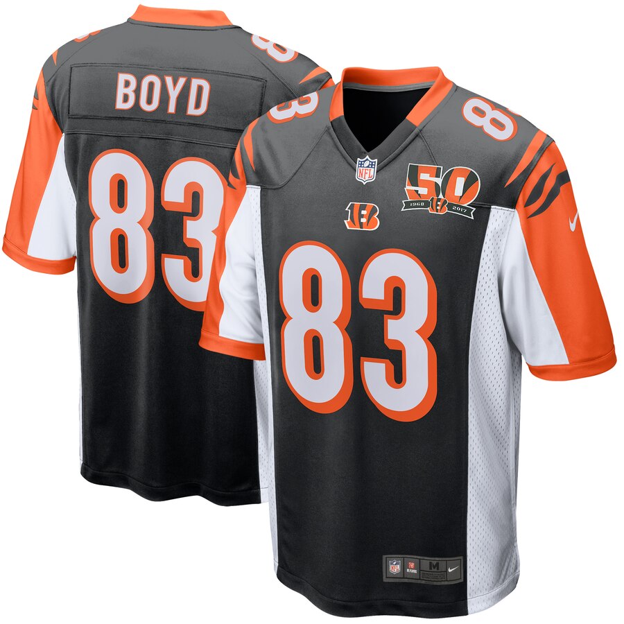 Tyler Boyd Cincinnati Bengals Nike 50th Anniversary Patch Game Jersey - Black