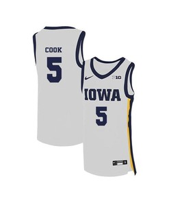Tyler Cook 5 Iowa Hawkeyes Elite Basketball Men Jersey - White