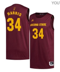 Tyler Harris 34 Arizona State Sun Devils Basketball Youth Jersey - Maroon