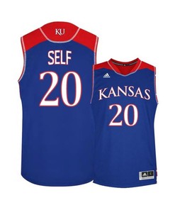 Tyler Self 20 Kansas Jayhawks Basketball Men Jersey - Blue
