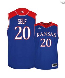 Tyler Self 20 Kansas Jayhawks Basketball Youth Jersey - Blue