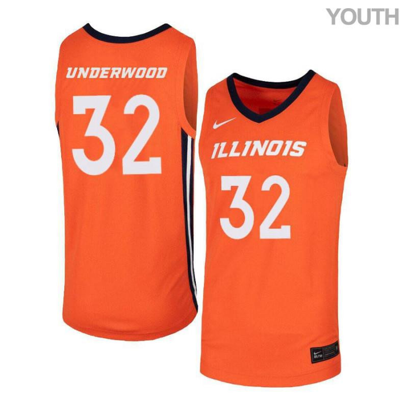 Tyler Underwood 32 Illinois Fighting Illini Elite Basketball Youth Jersey - Orange