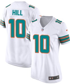 Tyreek Hill 10 Miami Dolphins Alternate Game Women Jersey - White Jersey