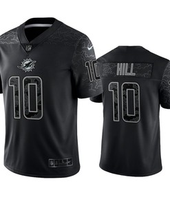 Tyreek Hill 10 Miami Dolphins Black Reflective Limited Jersey - Men