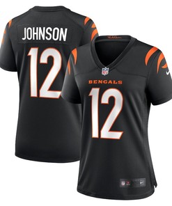 Tyron Johnson 12 Cincinnati Bengals Women's Home Game Player Jersey - Black