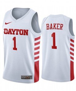 Tyrone Baker 1 Dayton Flyers White Jersey 2022-23 College Basketball