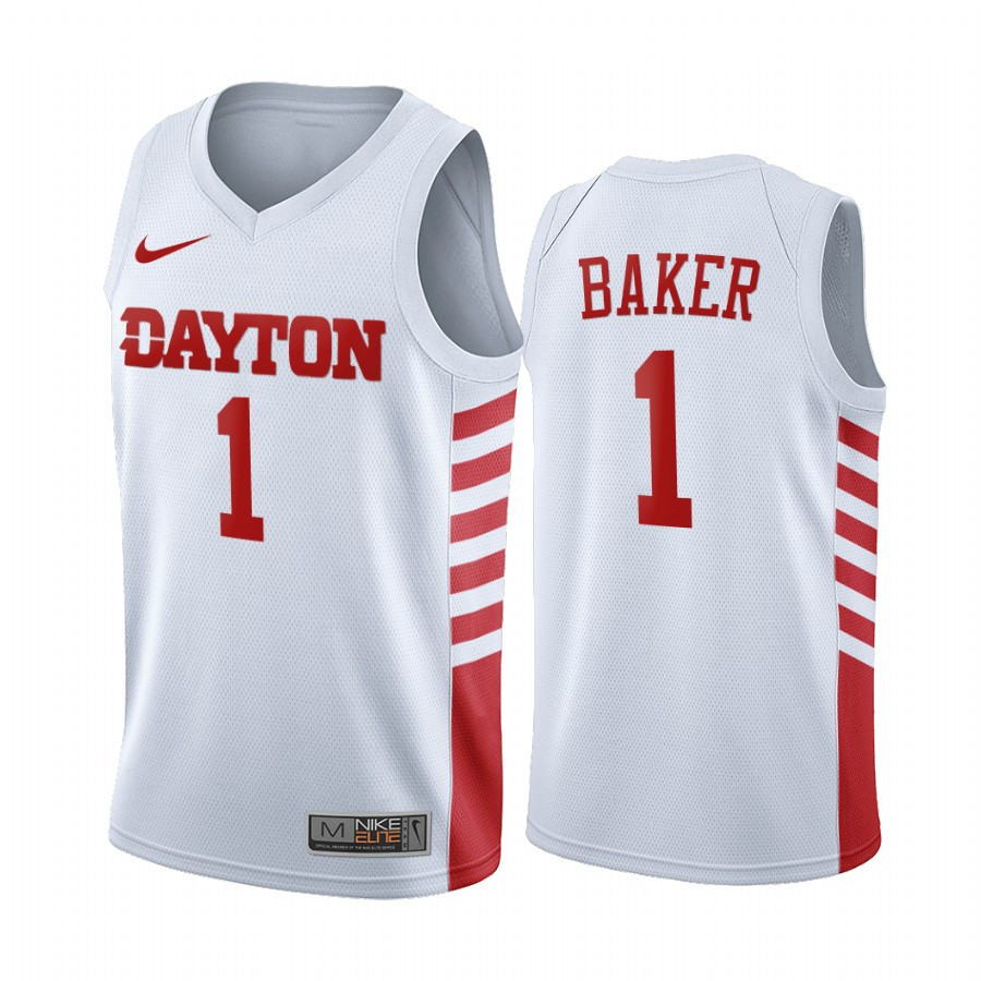 Tyrone Baker 1 Dayton Flyers White Jersey 2022-23 College Basketball