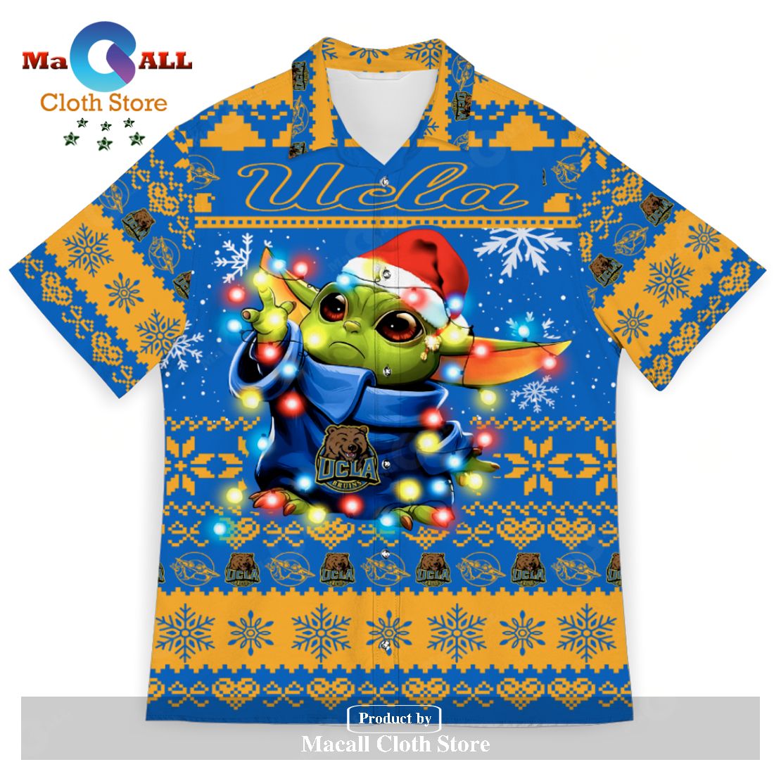 UCLA Bruins Baby Yoda Star Wars Sports Football American Ugly Christmas 3D Hawaiian Shirt