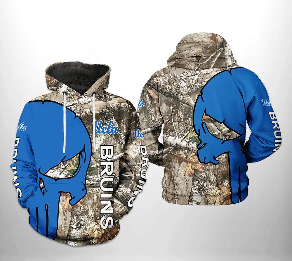 UCLA Bruins Camo Veteran Hunting And Punisher Skull 3D Hoodie Gifts for UCLA Bruins Fans