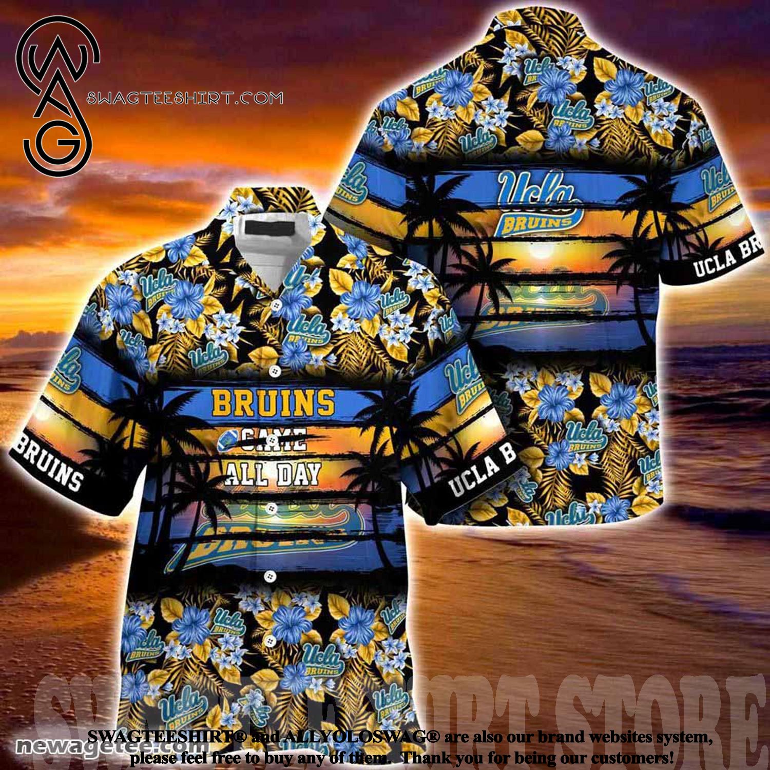 UCLA Bruins Hibiscus Pattern for Sports Fan Summer Beach Hawaiian Shirt