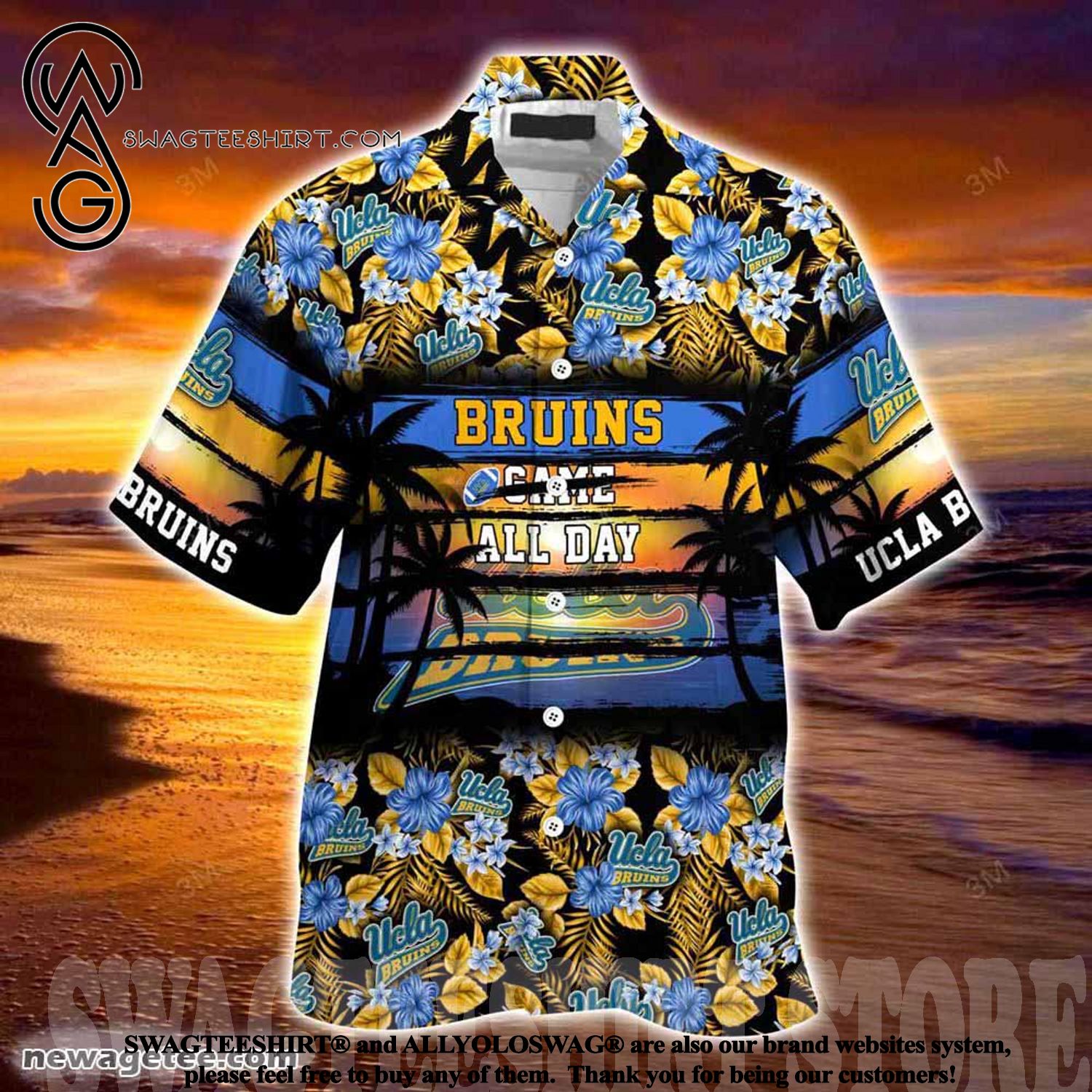 UCLA Bruins Hibiscus Pattern for Sports Fan Summer Beach Hawaiian Shirt