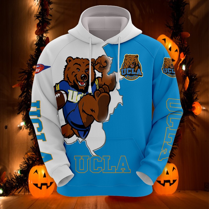 UCLA Bruins Hoodie 3D Zip Hoodie Mascot Long Sleeve Gift for Fan
