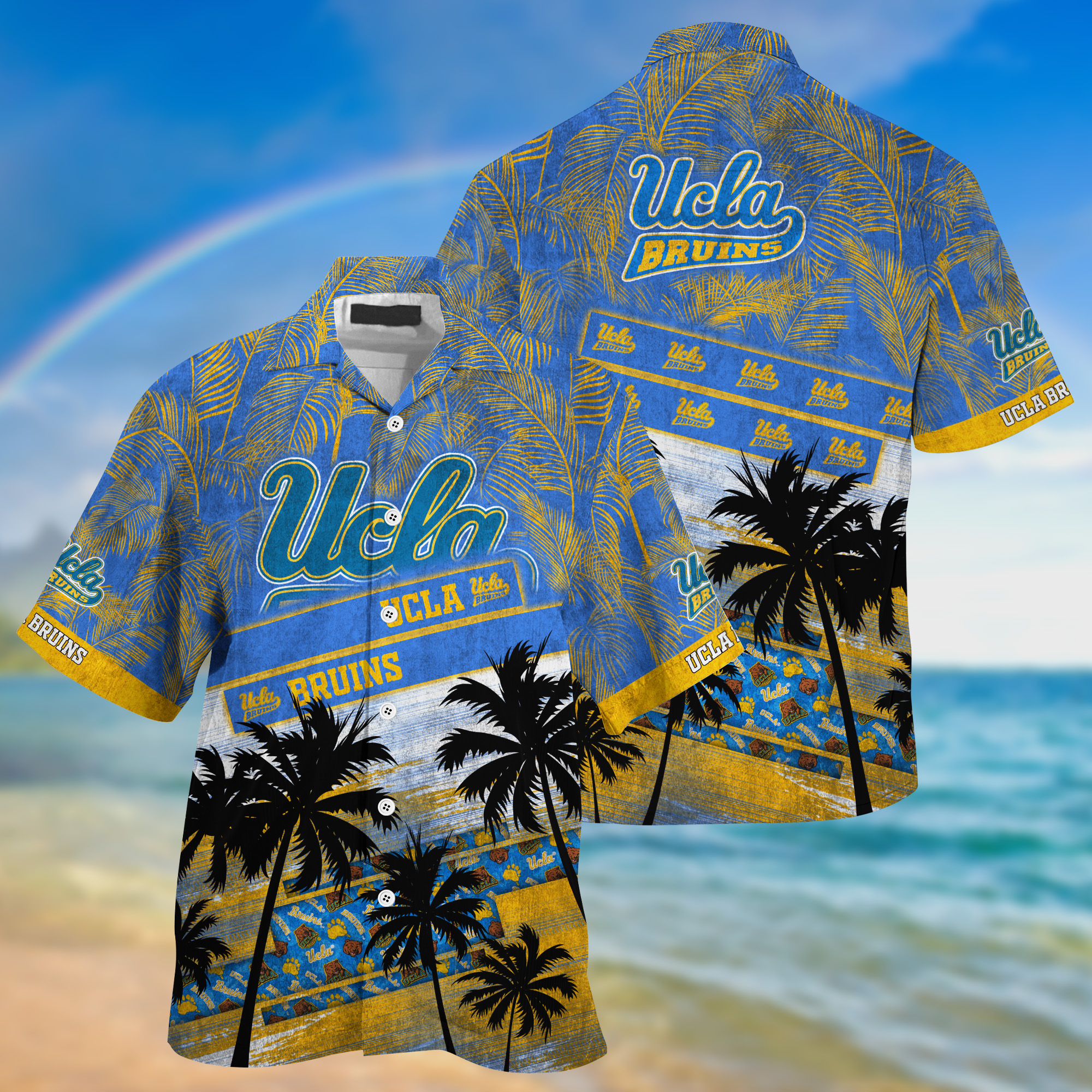 UCLA Bruins NCAA Palm Tree Pattern Hawaii Shirt For Sports Fans