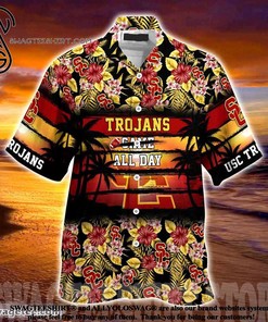 USC Trojans Hibiscus Pattern for Sports Fan Summer Beach Hawaiian Shirt
