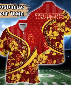 USC Trojans NCAA US Flag Flower Hawaii Shirt For Fans
