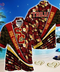 USC Trojans Summer Hawaiian Shirt, With Tropical Flower Pattern for Fans