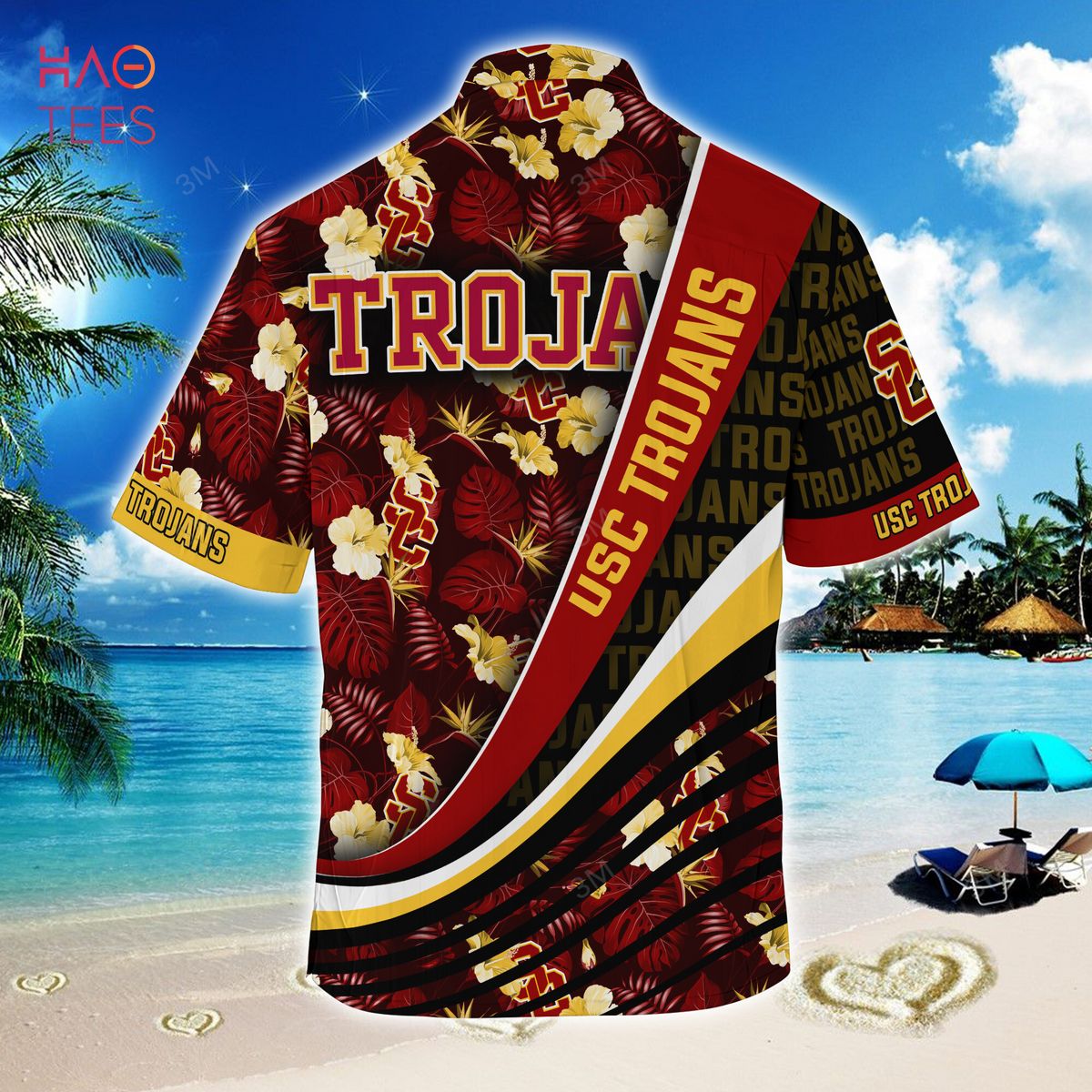 USC Trojans Summer Hawaiian Shirt, With Tropical Flower Pattern for Fans