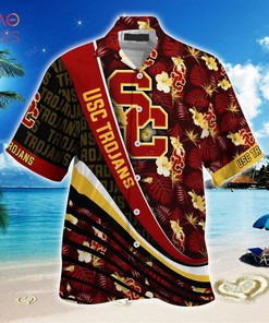 USC Trojans Summer Hawaiian Shirt, With Tropical Flower Pattern for Fans