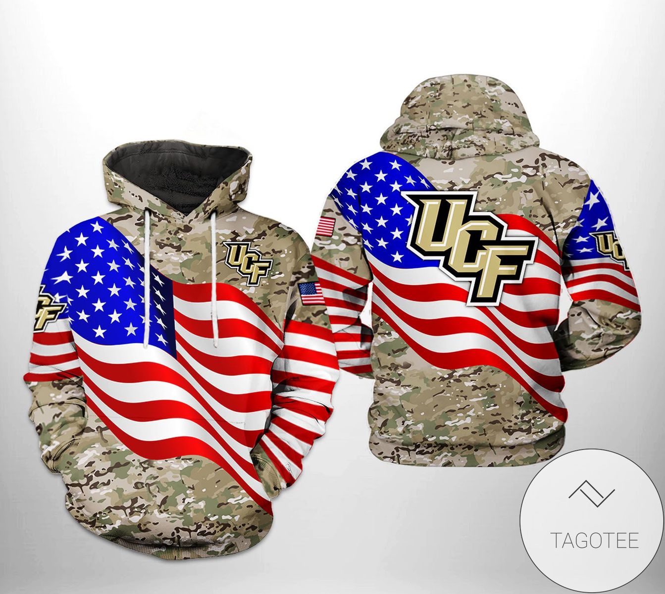 Ucf Knights NCAA US Flag Camo Veteran 3D Printed Hoodie