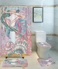 Under the Sea - 3D Mermaid Coral Shell Shower Curtain for Bathroom Decor