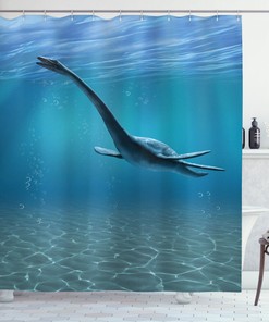 Underwater Marine Decor Art Design Shower Curtain with Aquatic Dinosaurs perfect for Bathroom Decor